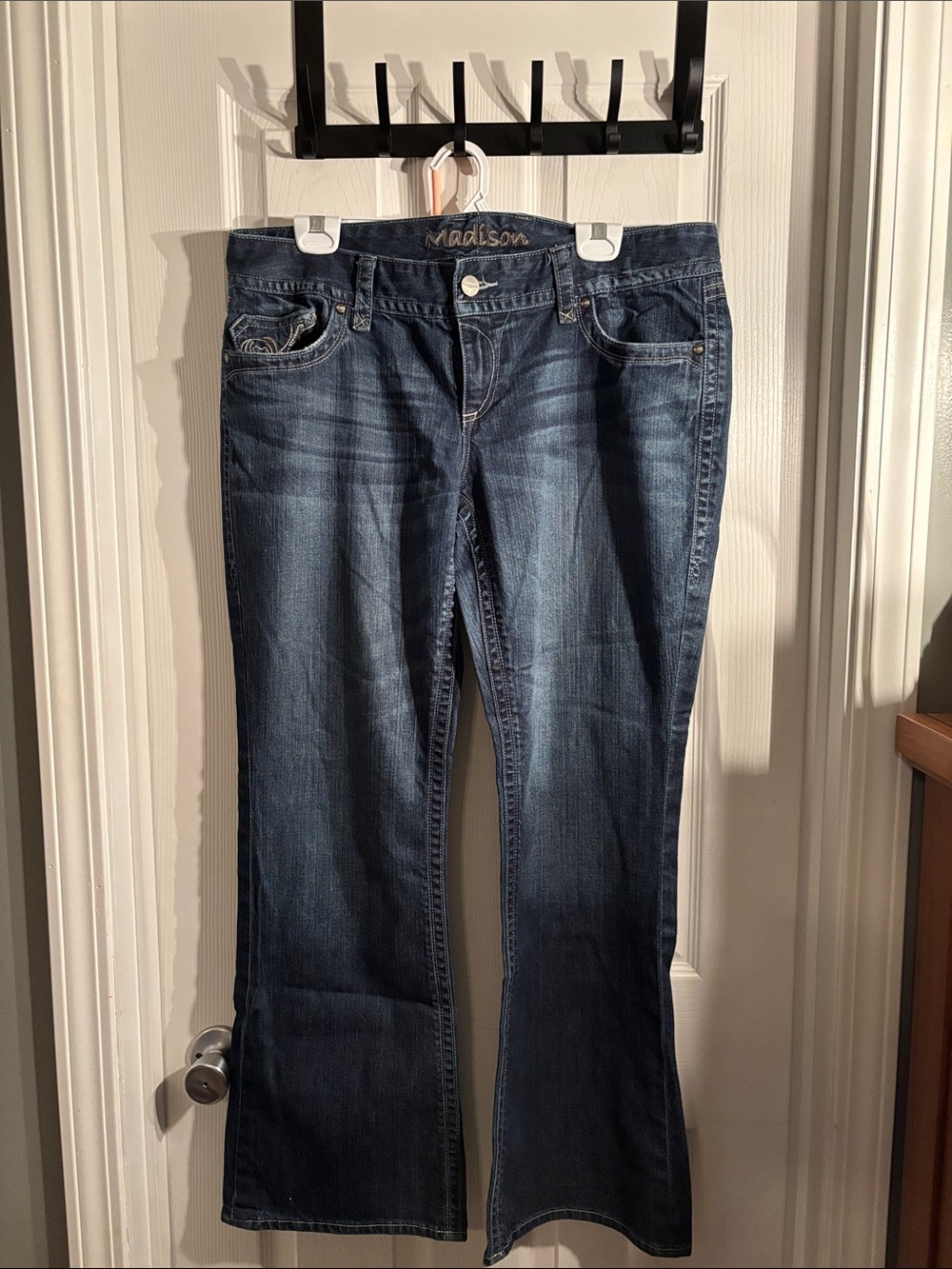 Maurices Indigo Flare Jeans with Faded Detailing